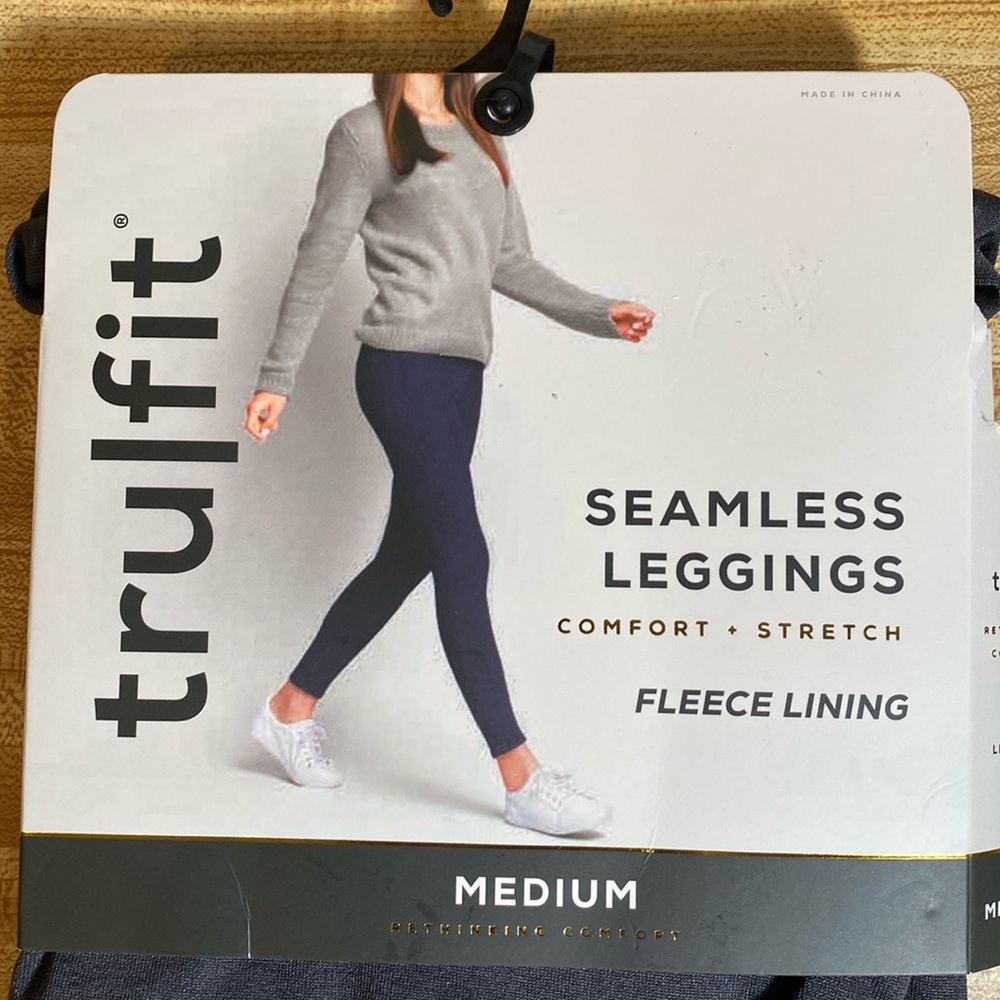 Tru Fit Seamless Legging Comfort Stretch Fleece Lining  Grey Women’s Medium